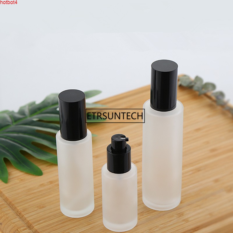 

60pcs 20/30/40/50ml Essence Oil Lotion Pump Bottle Glass Cosmetic Containers Frosted White Clear colors F3529good qualtity