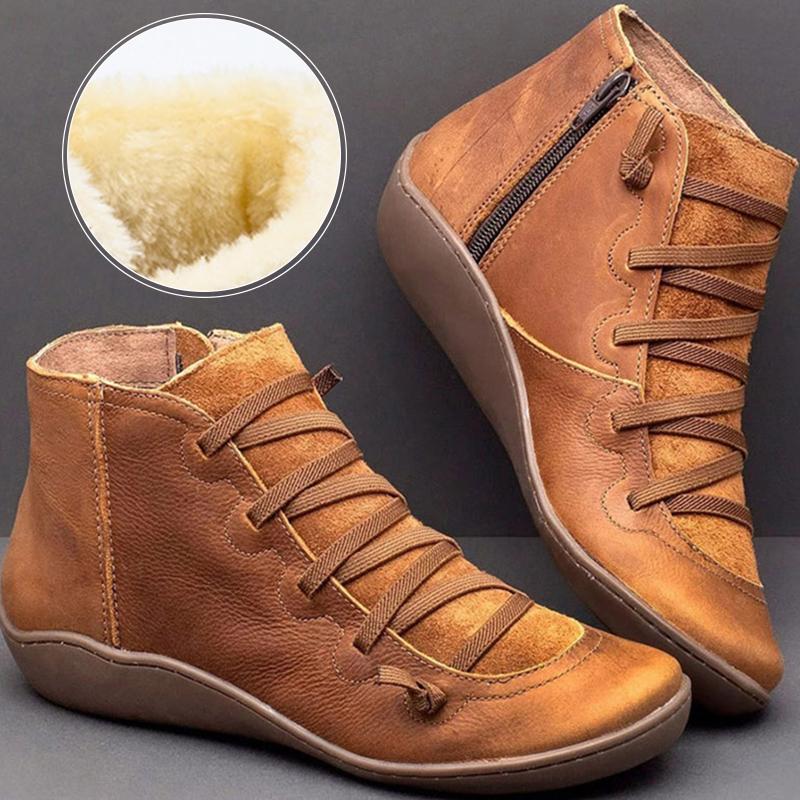 

Christmas Women Ankle Boots Women's Vintage Zipper Lace Up Ladies Shoes Woman Retro Working Boots Female Shoes New, Blue