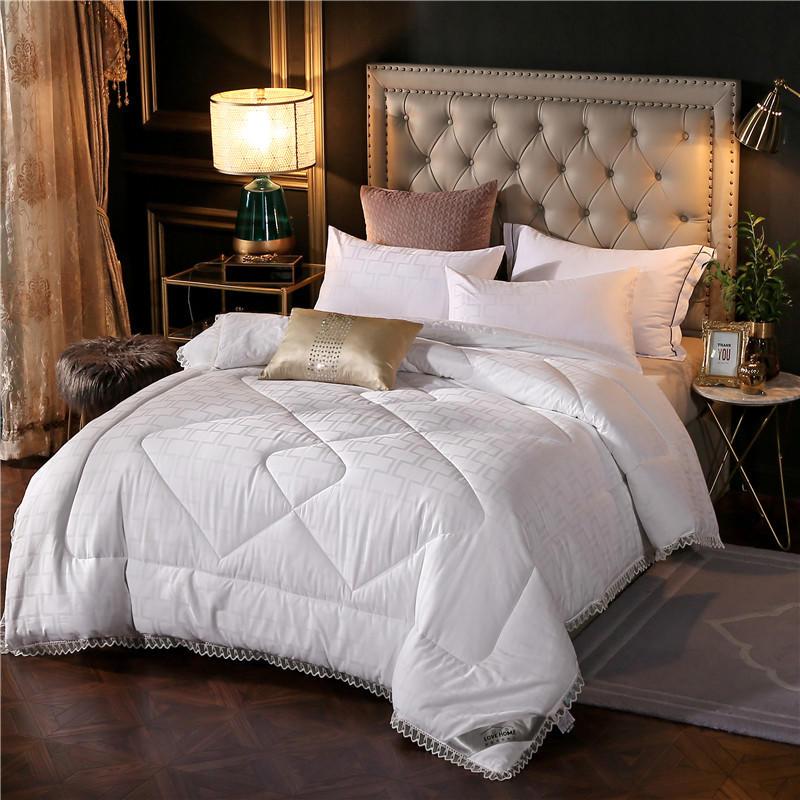 

100% Cotton All-Season White Pink Quilted Comforter 79"X91"/87"X94" with Corner Tabs Lightweight Soft Microfiber filling