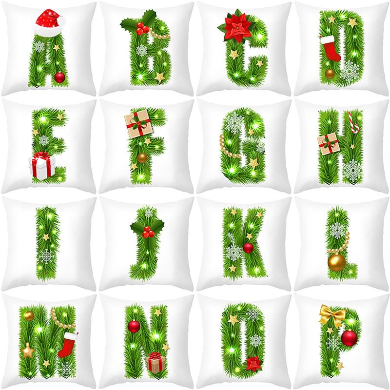 

Christmas 26 Letters A to Z Printed Cushion Cover 45*45cm Pillow Case Glitter Sofa Throw Cushion Cover Home Decor Christmas Gift