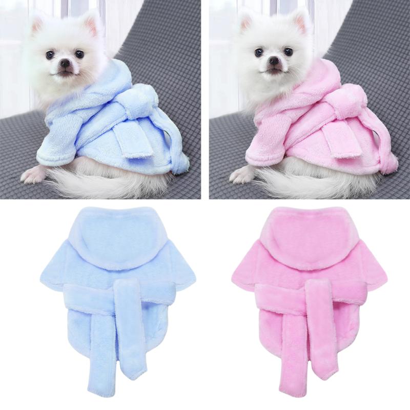 

Fashion For Puppy Soft Casual Hoodie Clothes Coats Solid Dog Pajamas Bathrobe Comfortable Cute Winter Warm Pet Jumpsuit Home, Blue