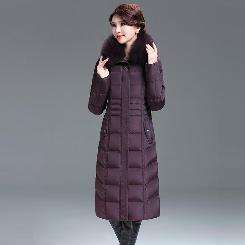 

Women's Down Jacket Winter Warm Coat Big Plus Size White Duck Down Jackets Long Parkas For Mother Clothing Outwear Free Shipping, Black