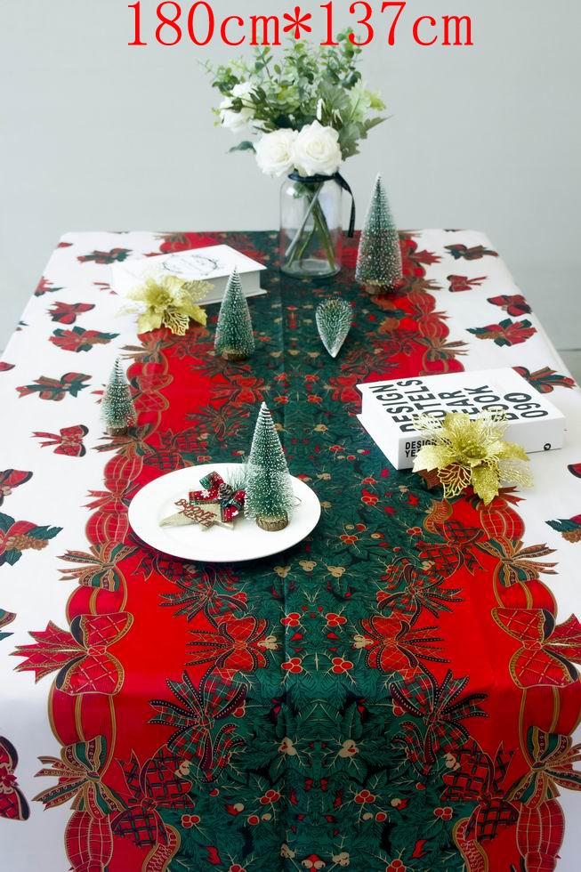 

Christmas Tablecloth Ornaments New Year Dinning Table Cover Polyester Table cloth Tableware wedding home Party Decorations, 180-137cm