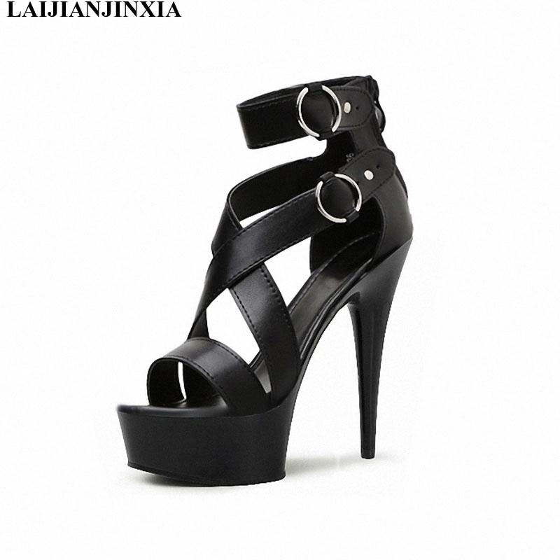 

LAIJIANJINXIA New Sexy 15CM High-Heeled Sandals Nightclub Classics Platform Pole Dancing Shoes wedding High Heels Women's Shoes, Q124