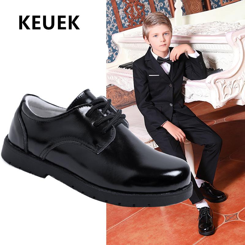 

New Boys Genuine Leather Shoes Black Lace-Up Casual Children School Student White Kids Moccasins Baby Toddler Flats Dress 033
