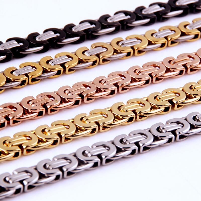 

8mm 316L Stainless Steel Byzantine Box Chain Necklace Jewelry Stainless Steel Men Women Choker Chain