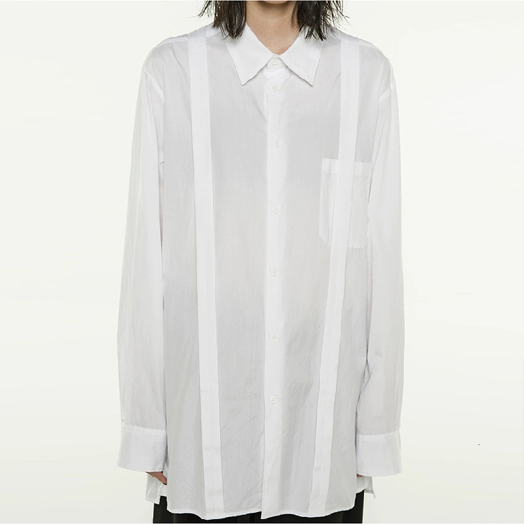 

2021 New S-6xl. Black Stripe Seam Male Shirts Is Asymmetrical CC2F, White