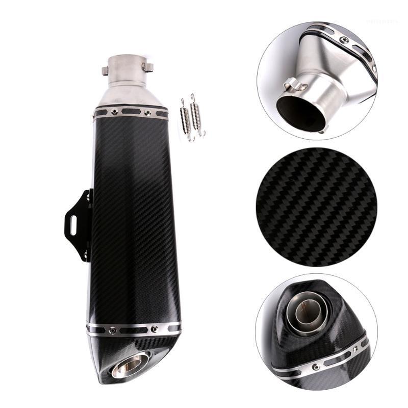 

51mm Universal Motorcycle Exhaust Tail Pipe SUS304+3000K Carbon Fiber+6061 Aluminum Bracket Anti-Scald Moto Scooter Muffler Tube1