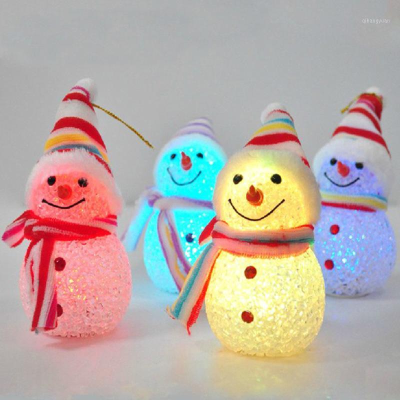 

11CM Lovely LED Snowman Home Party Deco Flashing Snow Man For New Year Christmas Ornament Miniature Snowman Night Light Lamp1