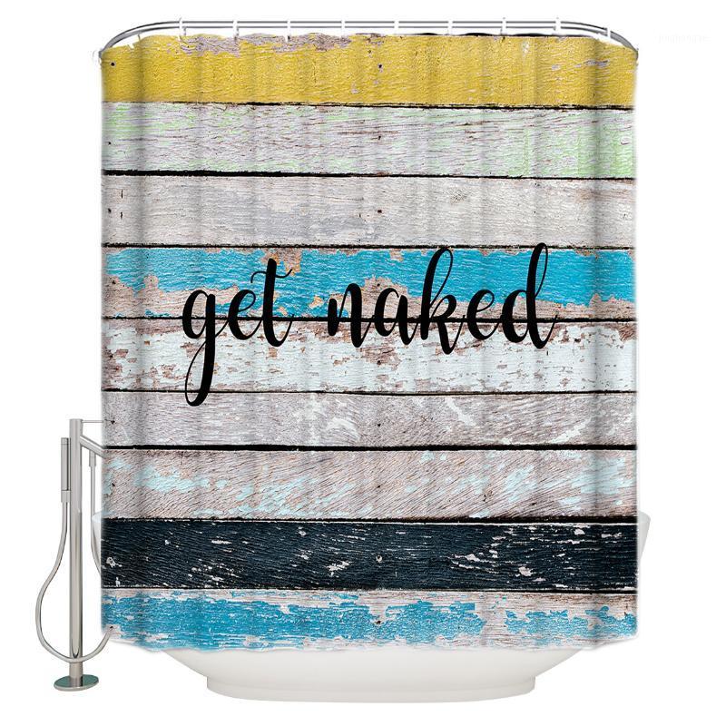 

Get Naket Vintage Wooden Board Texture Shower Curtain Waterproof Polyester Bath Curtain1