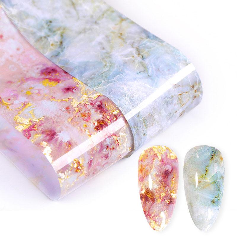 

1 Box Marble Series Nail Art Stickers Pink Foils Bright Marble Nail Art Transfer Sticker Paper DIY Nails Tips Stickers 4*100cm, 10