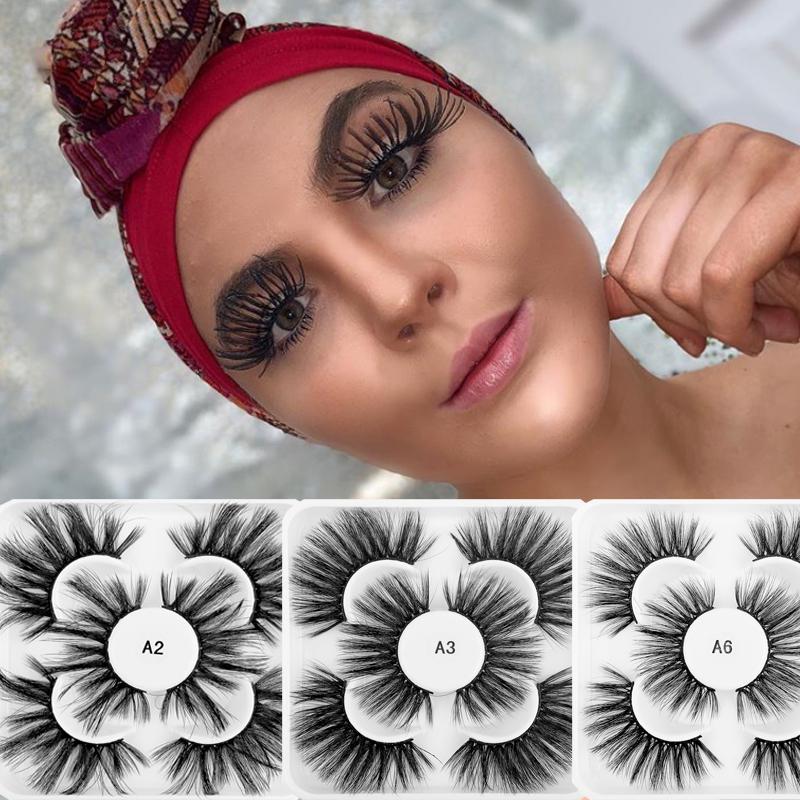

3 pairs of 3D three-dimensional false eyelashes 25mm lotus thick and long false eyelashes curly lashes eyelash extension