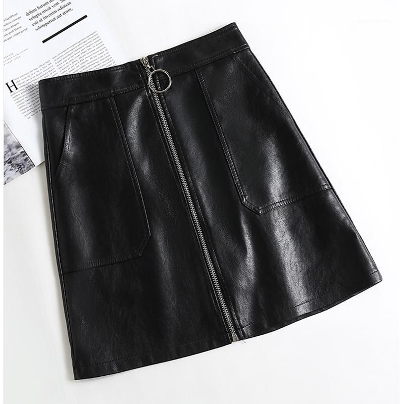 

Autumn Winter Leather Skirt Black High Waist Mini A Line Skirts PU Korean Casual Falda Cuero Jupe Cuir Women Taille Haute Femme1