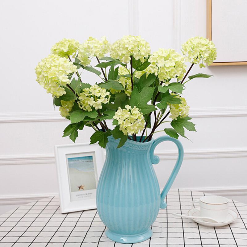 

Artificial Flower Hose Snowball Wedding And Leaf Bouquet Garden Hydrangea Decoration Plastic Flower Festival Decoration1