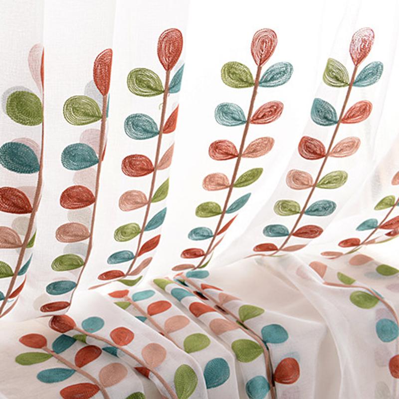 

European Embroidered Voile Curtains for Living Room Tulle Window Grass Sheer Curtains for Kids Bedroom Yarn Drapes Blinds 1 PC, As pic