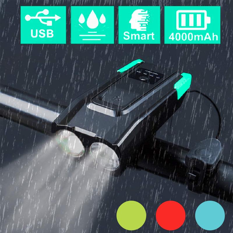 

2000/4000mAh Bicycle Front Light Taillight Set USB Rechargeable Smart Headlight Horn 800 Lumen LED Bike Lamp Cycle