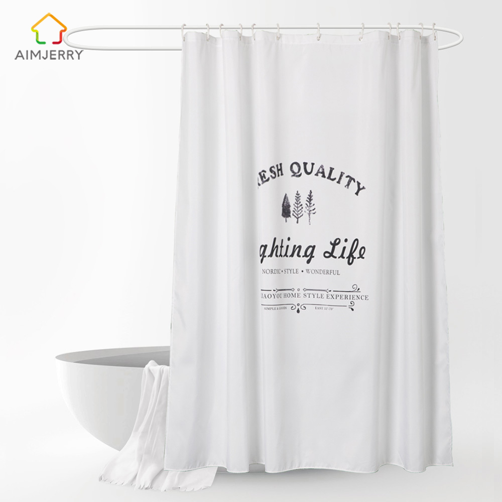 

Aimjerry White Shower Curtain Fabric Waterproof Mildewproof Modern bathtub Bathroom Curtain With 12 Hooks Custom 71*71 inch 060 201128