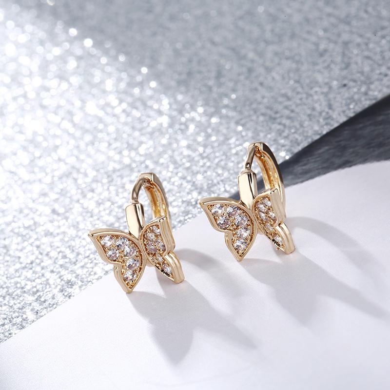 

Hoop & Huggie FYM Brand Fashion 3 Colors Oval Cubic Zirconia Earrings For Women Gold Color Imitation Jewelry Party