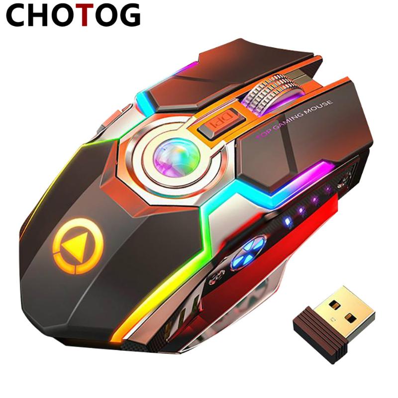 

Wireless Gaming Mouse Game Silent Ergonomic 7 Keys RGB Backlit USB Optical Rechargeable MICE