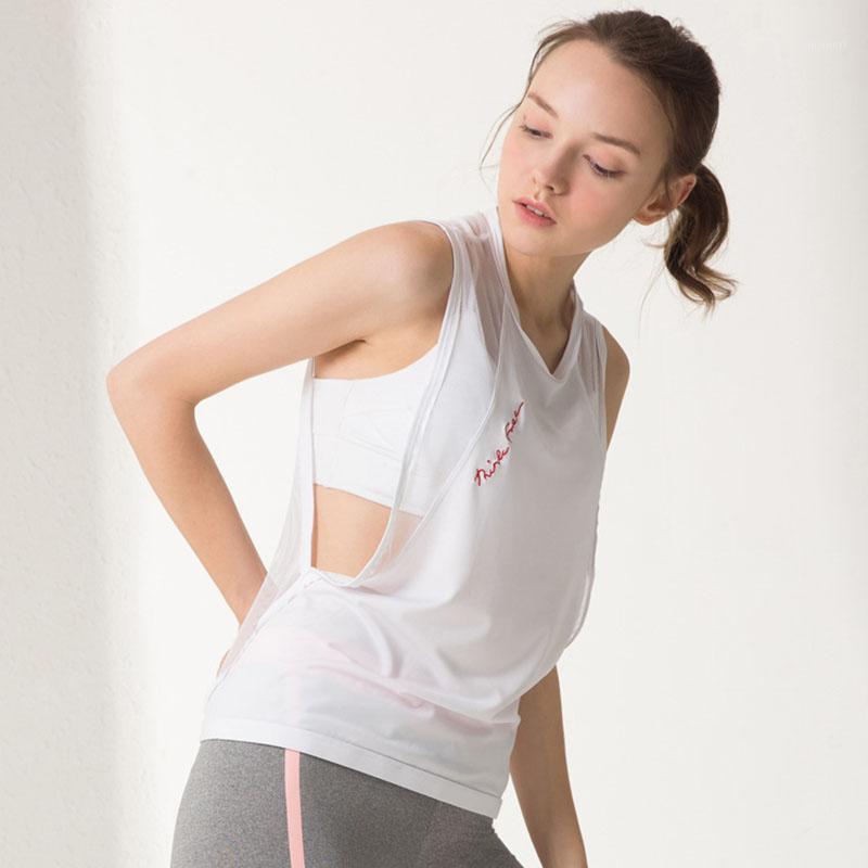 

Women Yoga Tank Top Sports Shirts Sleeveless Vest Hollow-out Mesh Sexy Fitness Yoga T-Shirt Quick Dry Sports Clothing Top1, Black