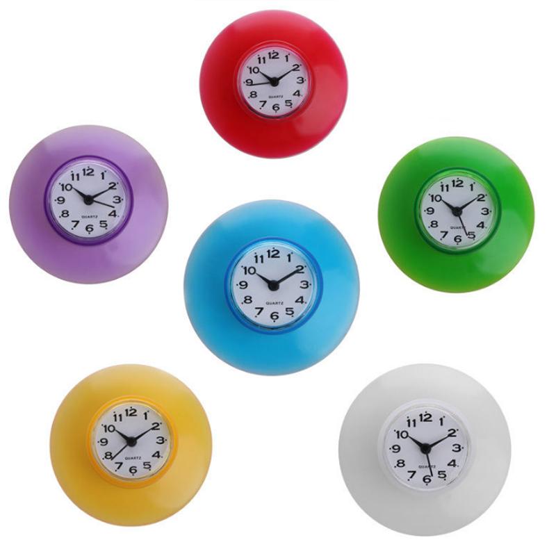 

new style Bathroom Kitchen Waterproof Sucker Clock Shower Booth Powerful Adhered Fashion home sucker clock