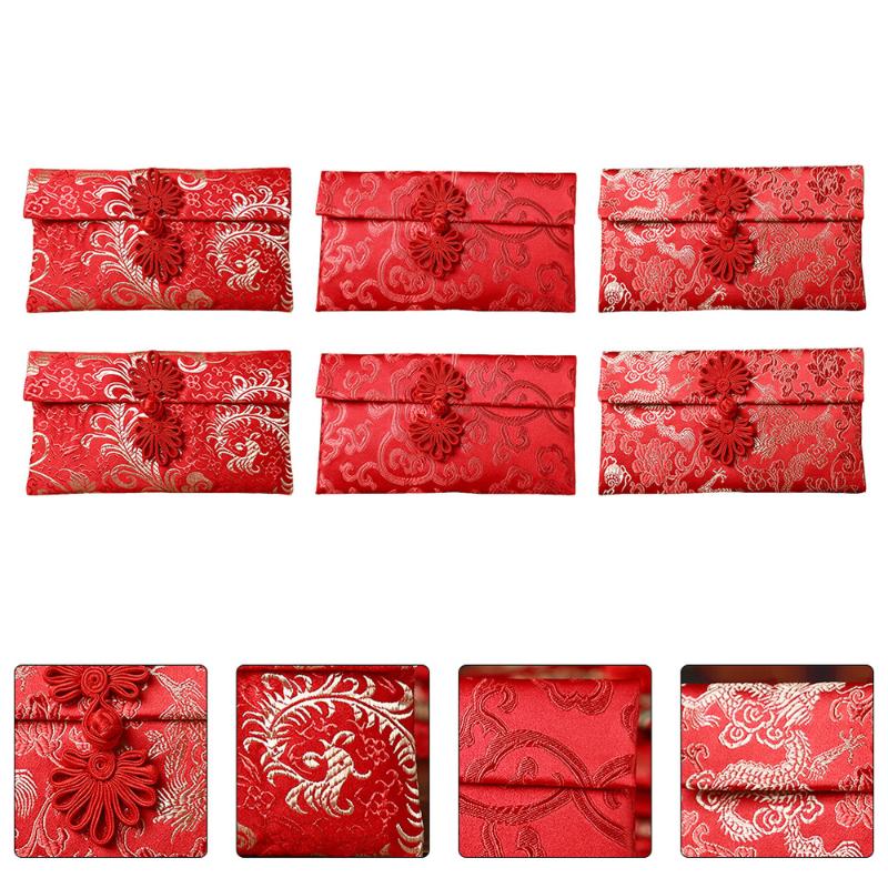 

6Pcs New Year Brocade Red Packets Creative Chinese Style Red Envelopes