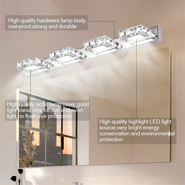 

Hot sale Nodic Art Decor lighting Modern Waterproof mirror wall led light bathroom Square Luxury Four Lights Crystal Sconce crystal lamp