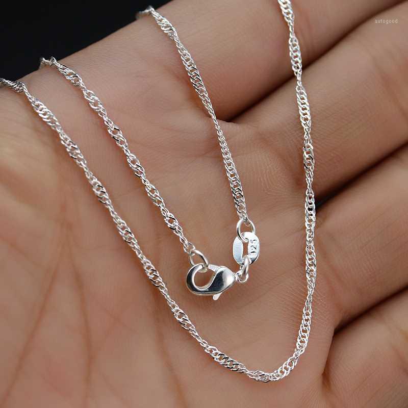 

Chains Fashion Water Wave Chain Necklace For Women Silver Color Long Korean Jewelry 16"-30" Pick Length Choker Pendant1