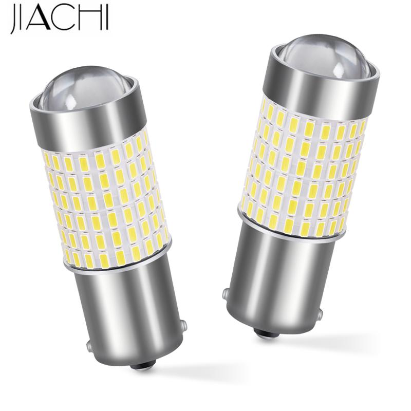 

JIACHI 100PCS 1156 BA15S P21W LED High Power Turn Signal Light Tail Reverse Lighting 144 SMD Xenon White 12-24V DRL Auto Light, As pic