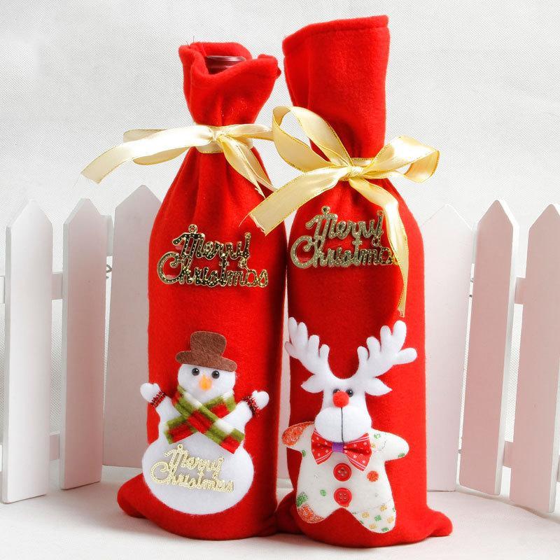

Smiry 1Pc Santa Claus 4 Styles Red Wine Bottle Cover Bags Cute Flannelette Christmas Gift Holders Dinner Table Decoration1