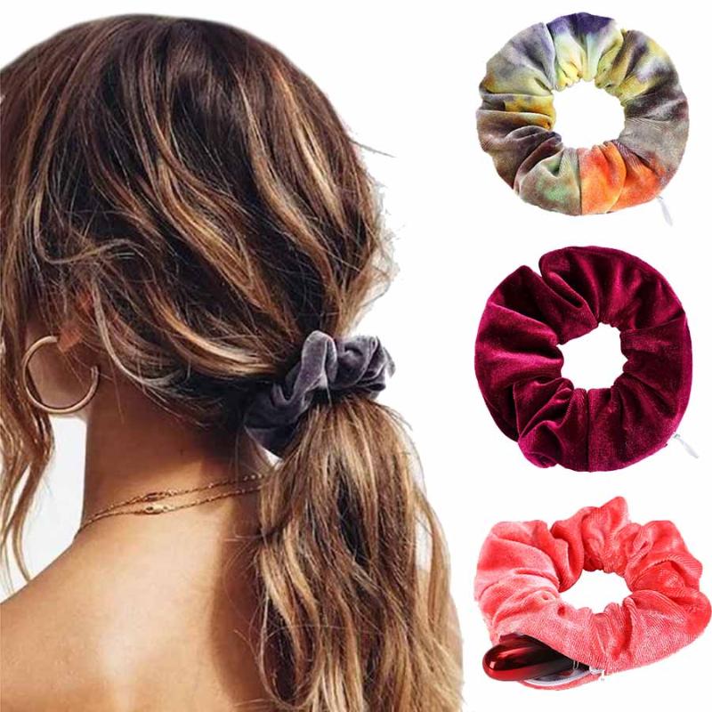 

Haimeikang Zipper Velvet Scrunchies For Women Girls Elastic Rubber Band 2020 New Hair Tie Ponytail Holder Hair Accessories