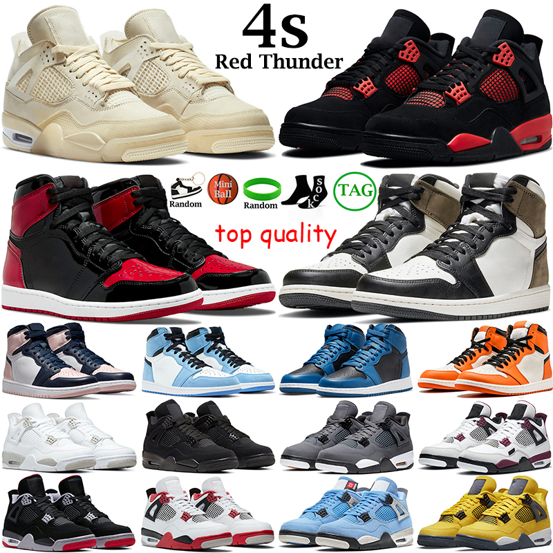 

top quality men basketball shoes women 4s jumpman Red Thunder 4 Black Cat Sail White Oreo 1s Dark Mocha Bred Patent Marina University Blue, 48