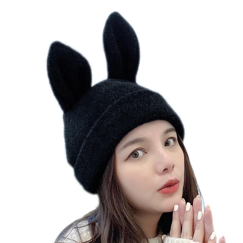 

Women Winter Knit Beanie Hat Ears Skull Cap Party Ear Warmer, Pink