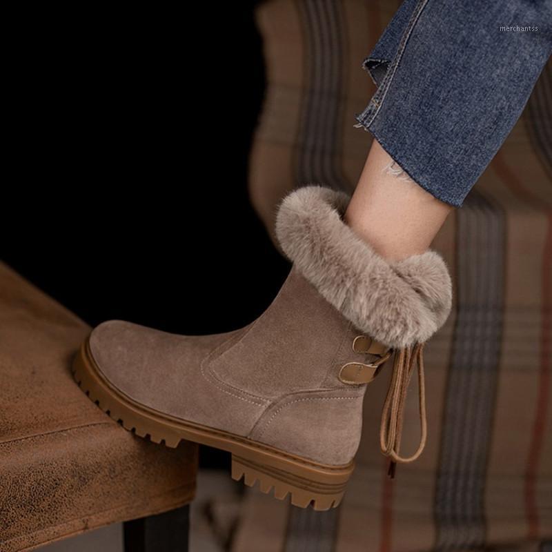

ochanmeb newest real fur snow boots women warm fleece winter boots back cross tied fashion shoes size 33-43 ladies botas mujer1, Khaki boots