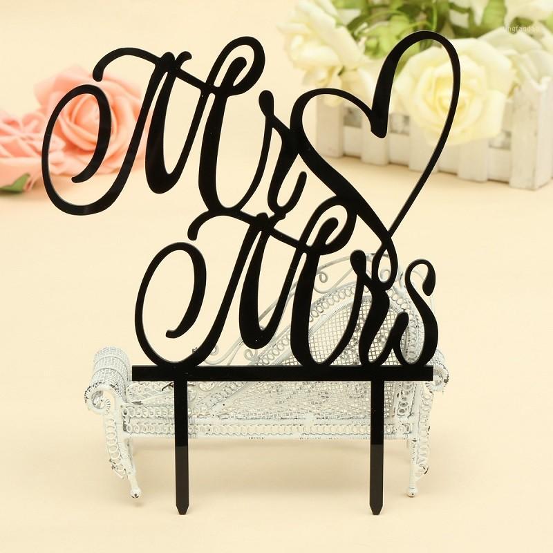 

Other Festive & Party Supplies Wholesale-Wedding Cake Topper Black Acrylic Mr Mrs Custom Date Personalized Birthday Decorations Stand Topper