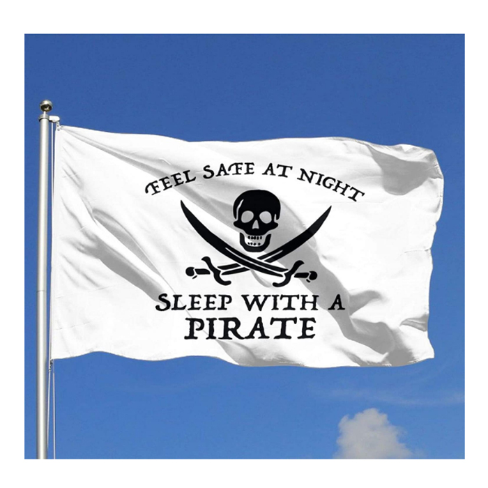 

Sleep with A Pirate Flags 3x5ft Banners 100D Polyester Vivid Color High Quality With Two Brass Grommets