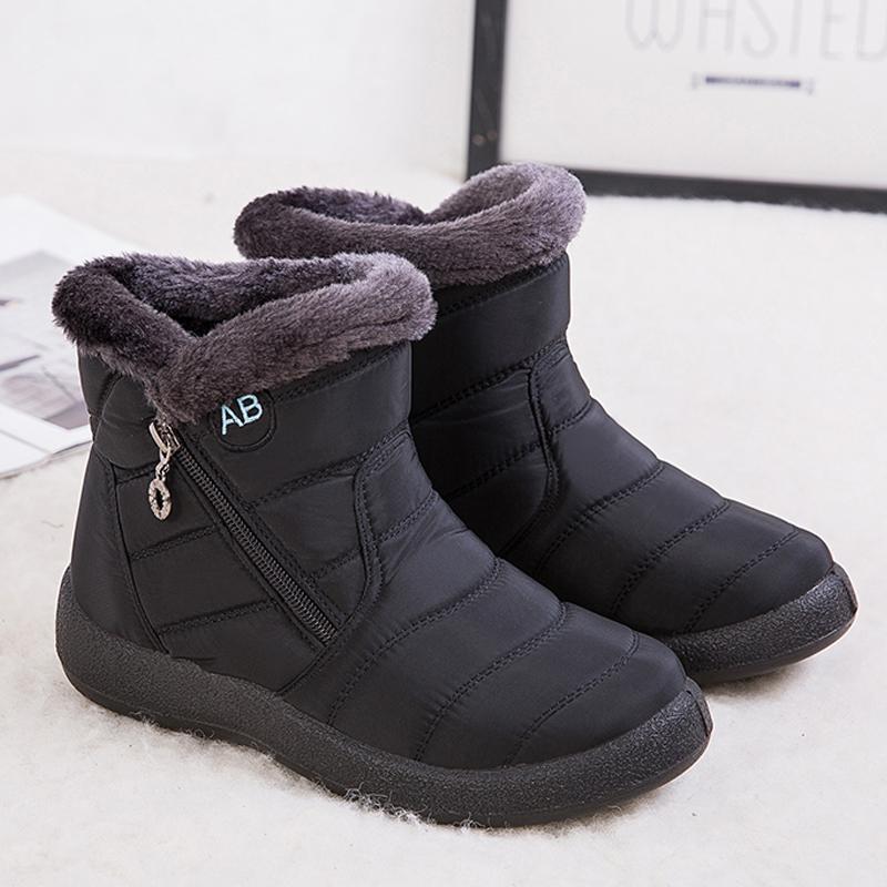

Heidsy Plus Size 43 Hot Selling Women Boots Waterproof Winter Shoes Women Snow Boots with Plush Botas Mujer Ankle1, K06brown
