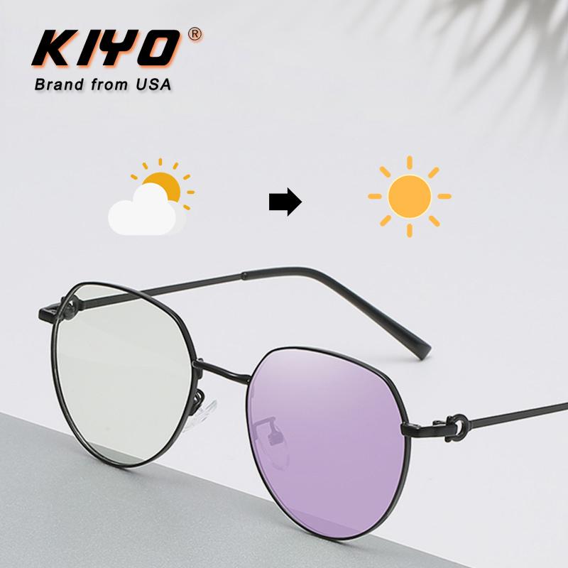

KIYO Brand 2021 New Women Men Round Anti-Blue Light Photochromic Sunglasses Metal Fashion Sun Glasses UV400 Sport Eyewear 9652