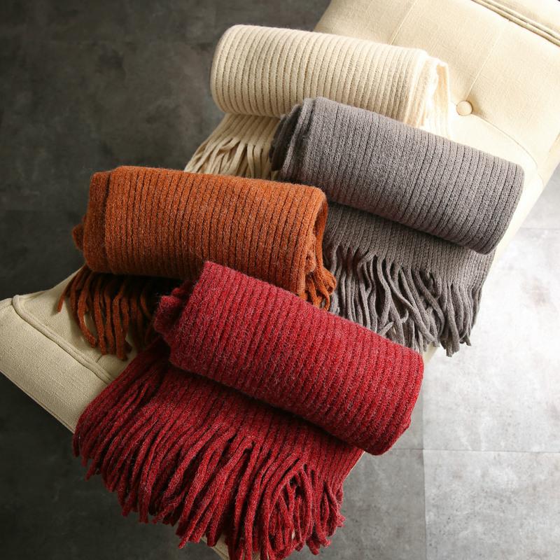 

Pure Color Scarf Fall and Winter Cashmere Scarf Women Winter for Women Szalik Zimowy