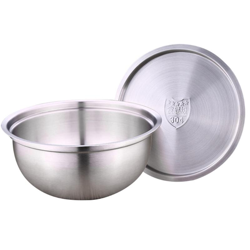 

Stainless Steel Vegatable Basin with Lid Round Mixing Bowl Washing Basin for Kitchen Home (Medium)