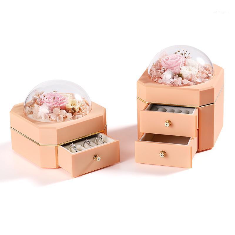 

Eternal Rose In Transparent Ball Wedding Jewelry Gift Box Preserved Flowers Ring Case Packaging Box Girl Christmas Gift1