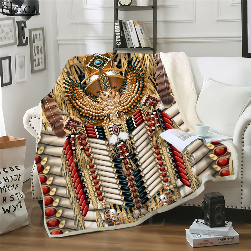 

CLOOCL Blankets Indians Totem 3D Print Sofa Travel Throw Blanket Teens Plush Quilt