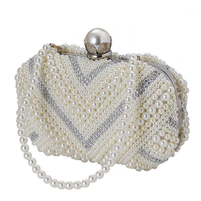 

New Fashion Luxury Crystal Pearl Evening Clutch Bags Women Elegant Handbag Wedding Party Lady Clutches Purse Bag Hot Selling1, Beige