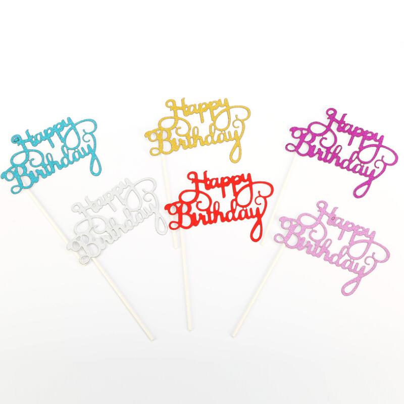 

Gold Silver Glitter Happy Birthday Party Cake toppers decoration for kids birthday party favors Baby Shower Decoration Supplies AHD3077