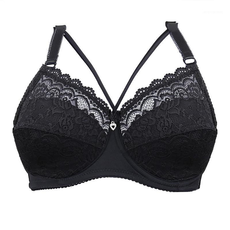 

Plus Size Women's Bra Seamless Adjustable Lace Full Cup Thin Underwear Bra D E Bralette Underwire Brassiere Female Elegant1, Black
