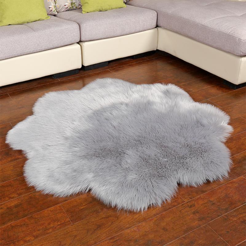 

Artificial Sheepskin Fur Rug Acrylic Flower Soft Fluffy Carpet Bedroom Living Room Floor Furry Silky Plush Tapete 30x40/40x50cm, A1 white