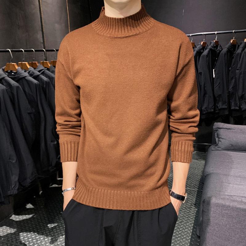 

Men' Sweaters Winter Autumn Turtleneck Long Sleeve Plain Stretch Kintted Pullovers Tops Slim Fit Fashion Mens Sweater, Black
