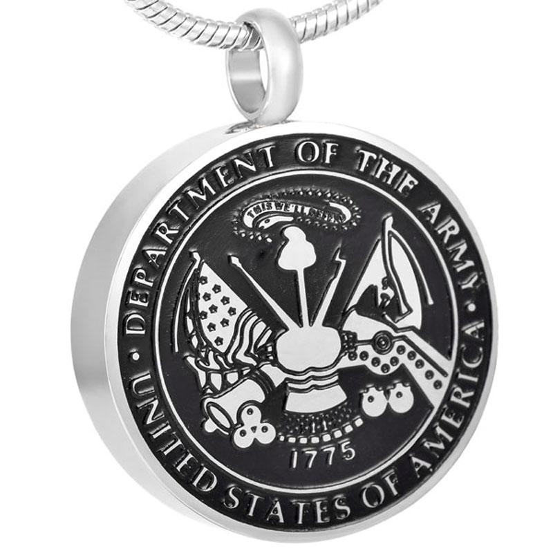 

8419 Department of Army United States of America Badge Memorial Urn Pendant Necklace Stainless Steel Cremation Ashes Jewelry
