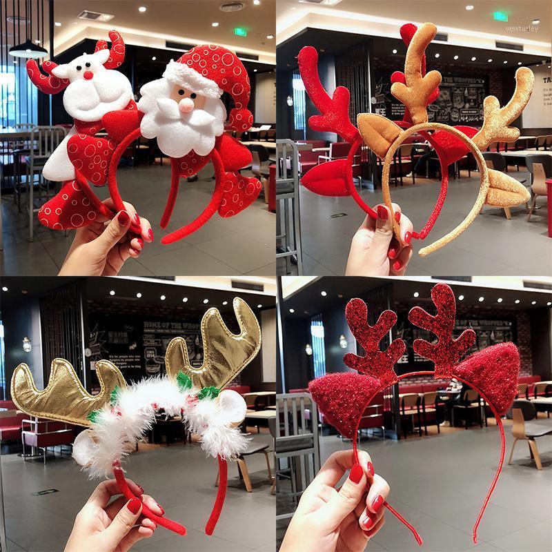 

Cute Christmas Headband Dear Sant Snowman Deer Antler Hair Band Christmas Antlers Horns Headband Parties Accessories1