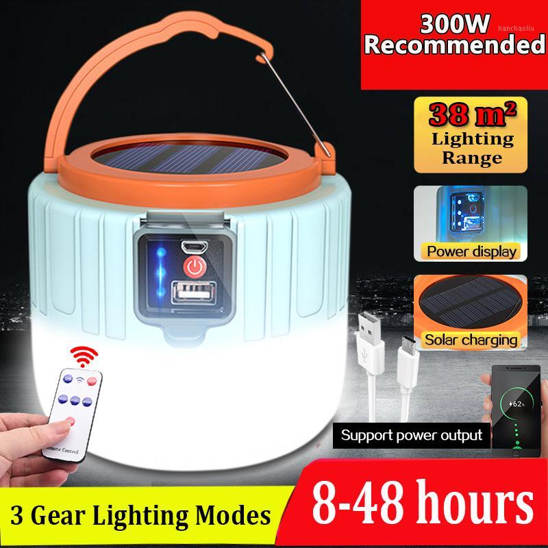 

Solar LED Camping Light Outdoor Tent Light Remote Control Lanterns Emergency Lamp 300W USB Rechargeable Bulb For BBQ1